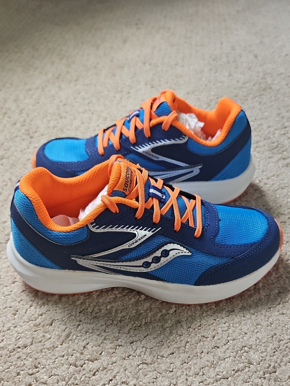 Saucony Kids Blue and Orange Running Sneakers, Size 3
